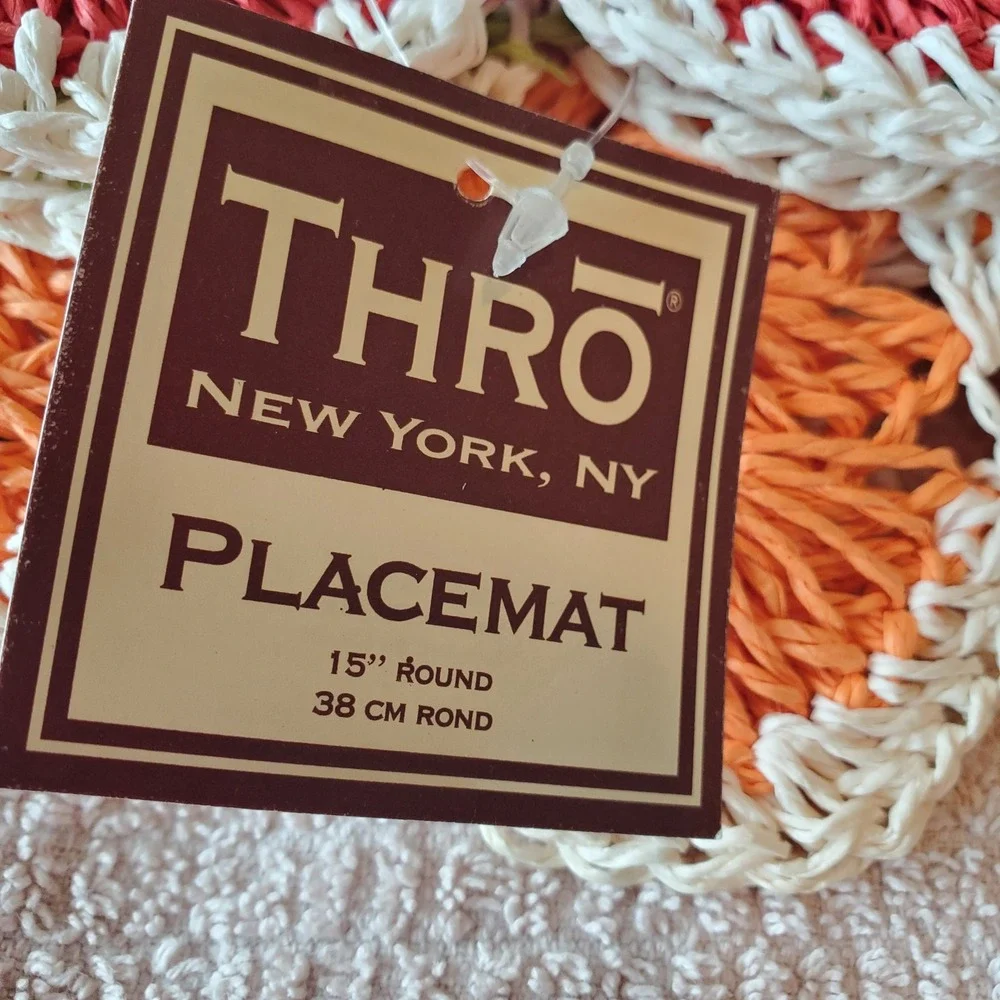 Thro‎ New York Crochet Flower Placemats Set of 4 Multicolor 15 Inch Round Retro